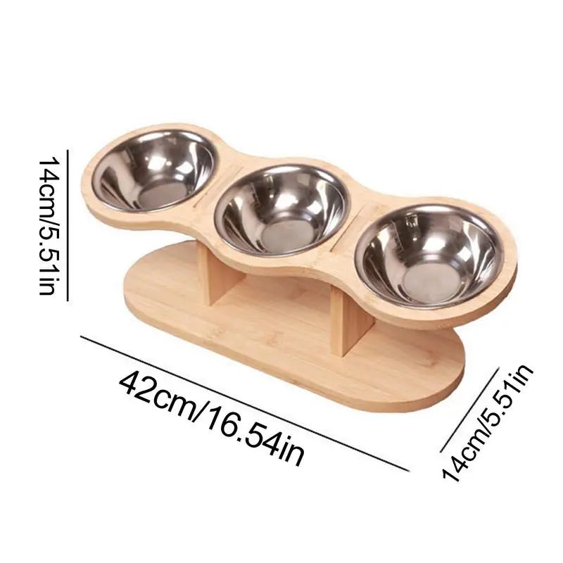 Elevated Cat Bowls With 3 Stainless Steel Bowls For Food And Water