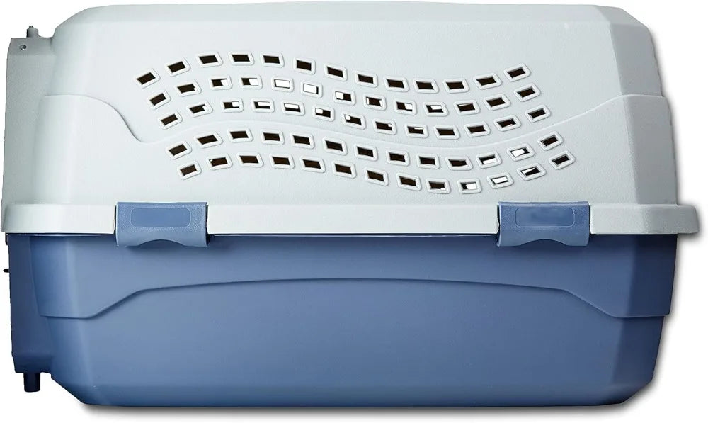 Hard Sided Pet Carrier With Two Doors Top Load Gray Blue
