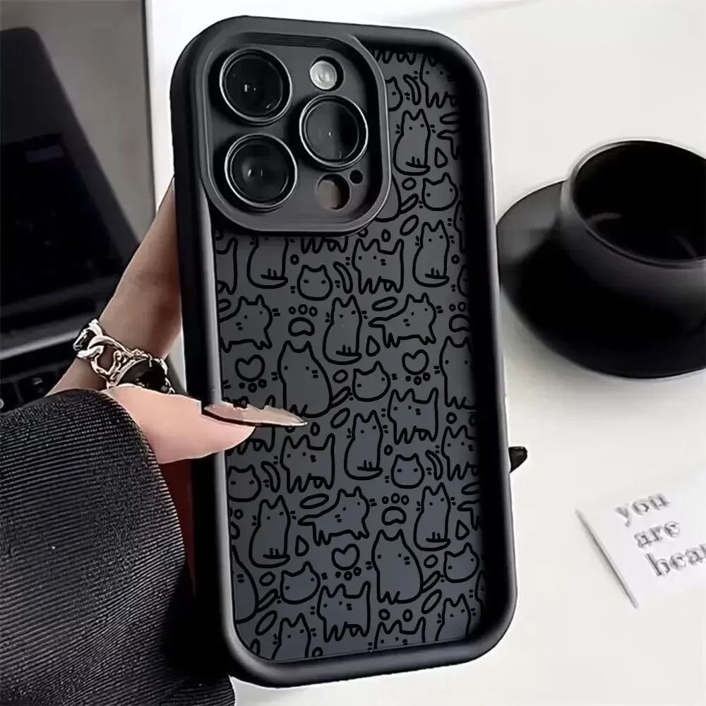 Cute Black Kitten Cat Phone Case for Google Pixel 9 8 7 8A 7A Pro XL Soft TPU Back Cover