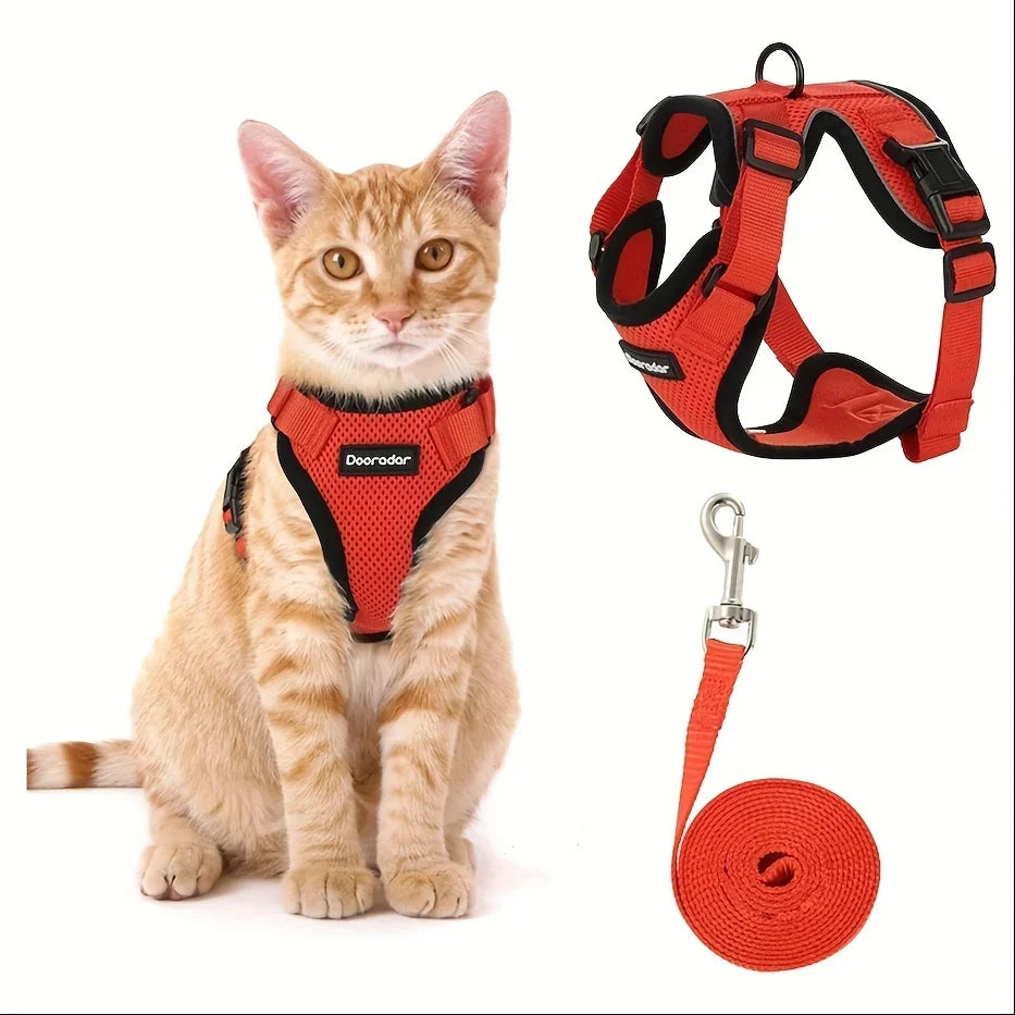 Cat Leash Non-Slip Adjustable Vest Pet Chest Carrier for Safe Outdoor Walks