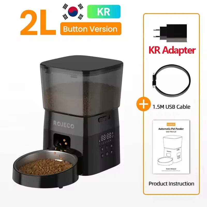 ROJECO Automatic Pet Feeder Button Version Smart Control Dispenser