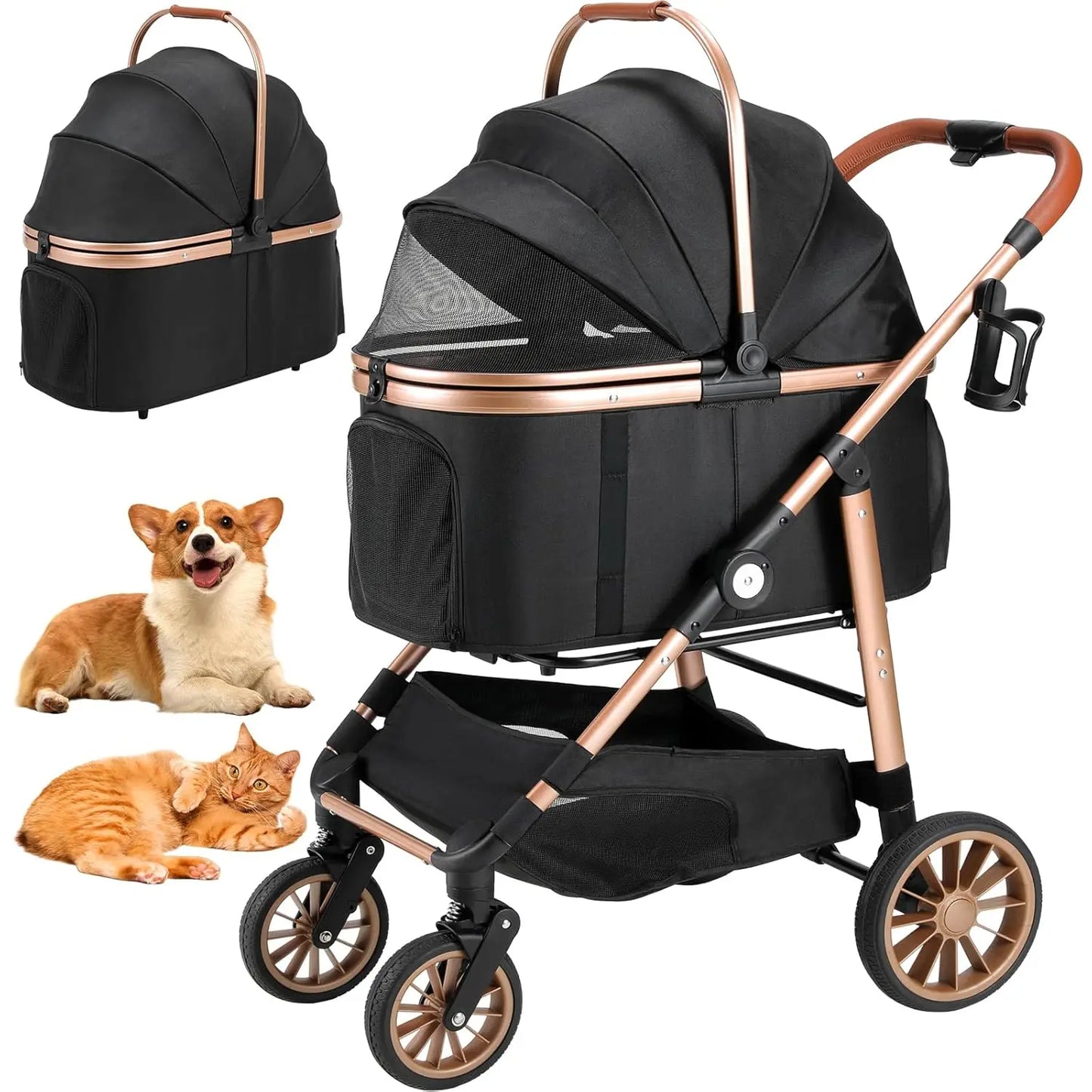 2in1 Dog Buggy Stroller Dog Box Attached in Car 25 kg