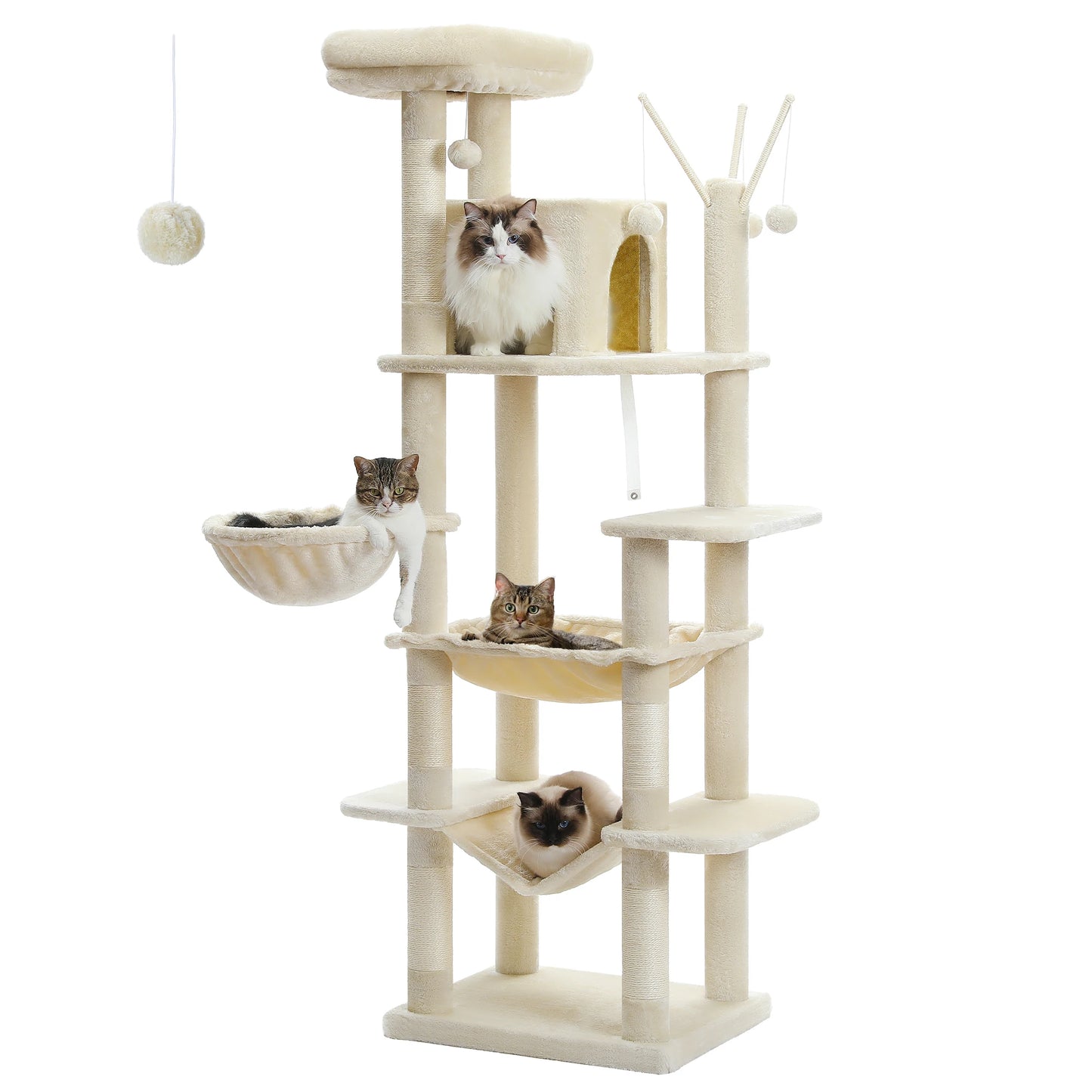 Large Cat Tree Tall Cat Tower for Indoor Cats Multi-Level Plush Condo with Scratching Posts and Perches