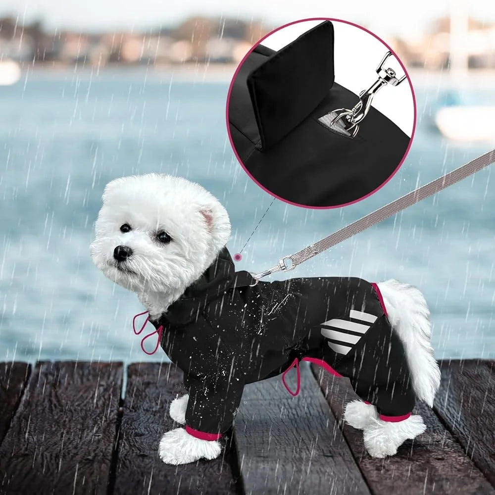 Waterproof Dog Raincoat with Reflective Straps and Leash Hole for Small and Medium Dogs