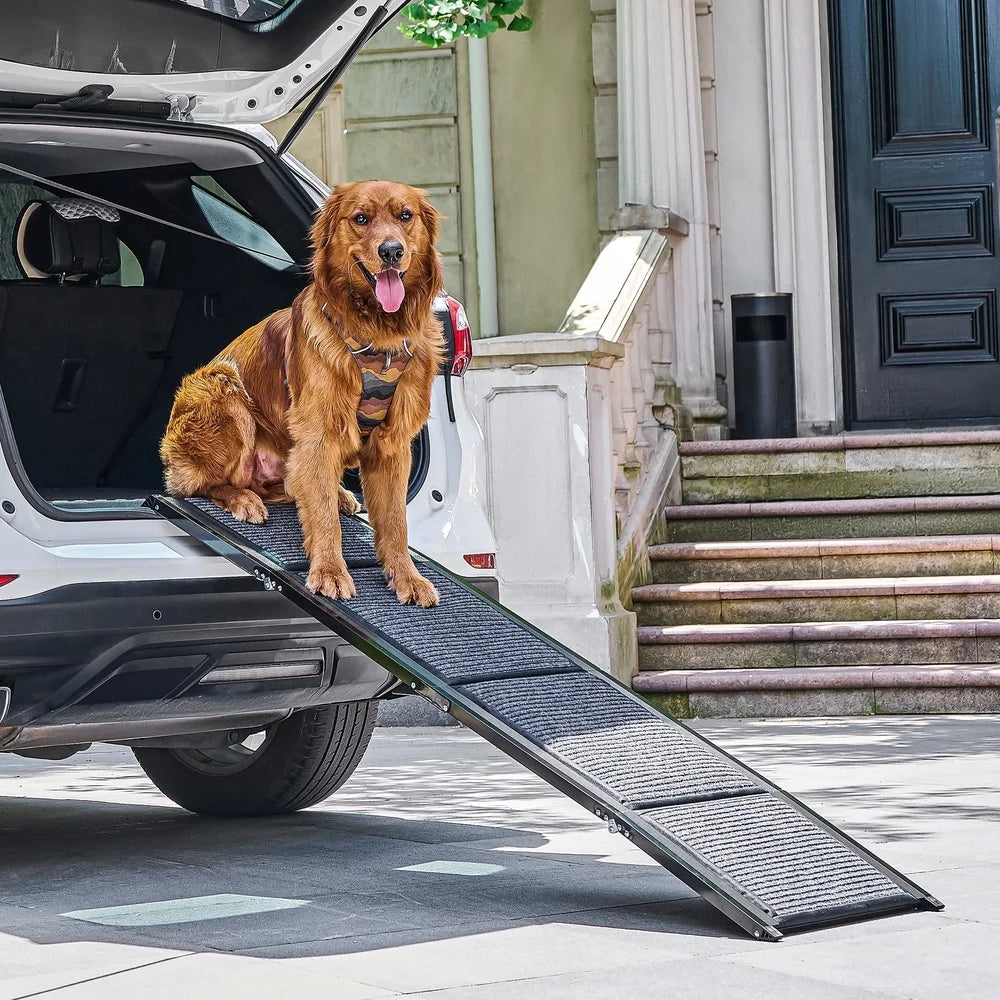 Folding Dog Ramp 67 Inch for Large Dogs 200 lb Capacity Non-Slip Portable Stairs