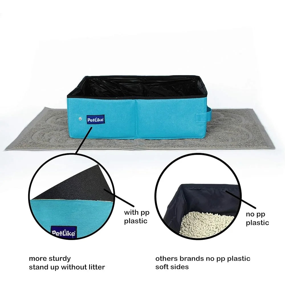 Portable Travel Cat Litter Box Collapsible Leak-Proof Easy Clean Design for Small and Medium Cats