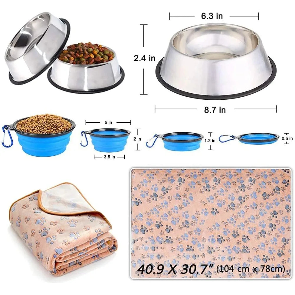 Puppy Supplies Starter Kit 39 Piece Set Essentials for New Puppies with Leash Toys Bowls and More