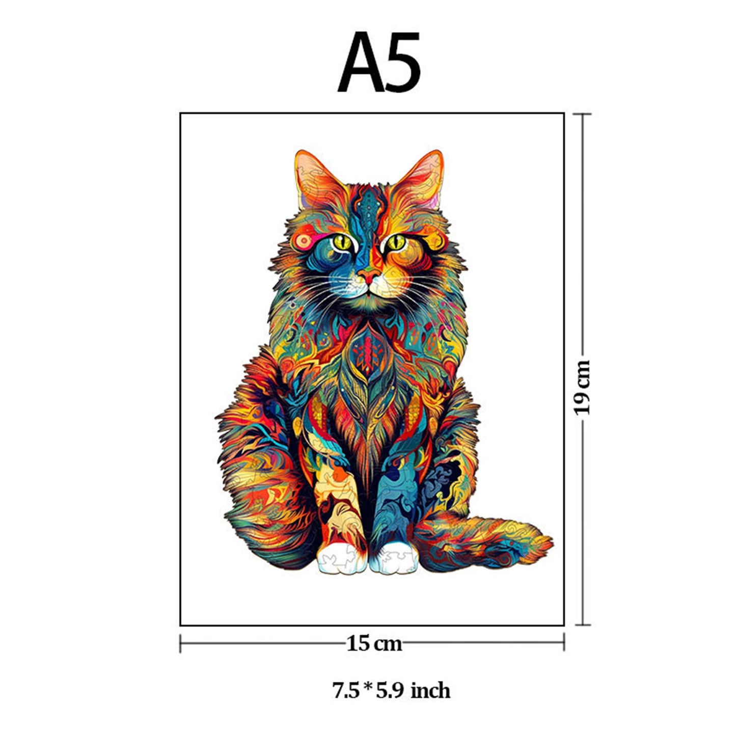 Cat Pattern Wooden Jigsaw Puzzle Unique Animal Shape Educational Toy for Kids and Teens