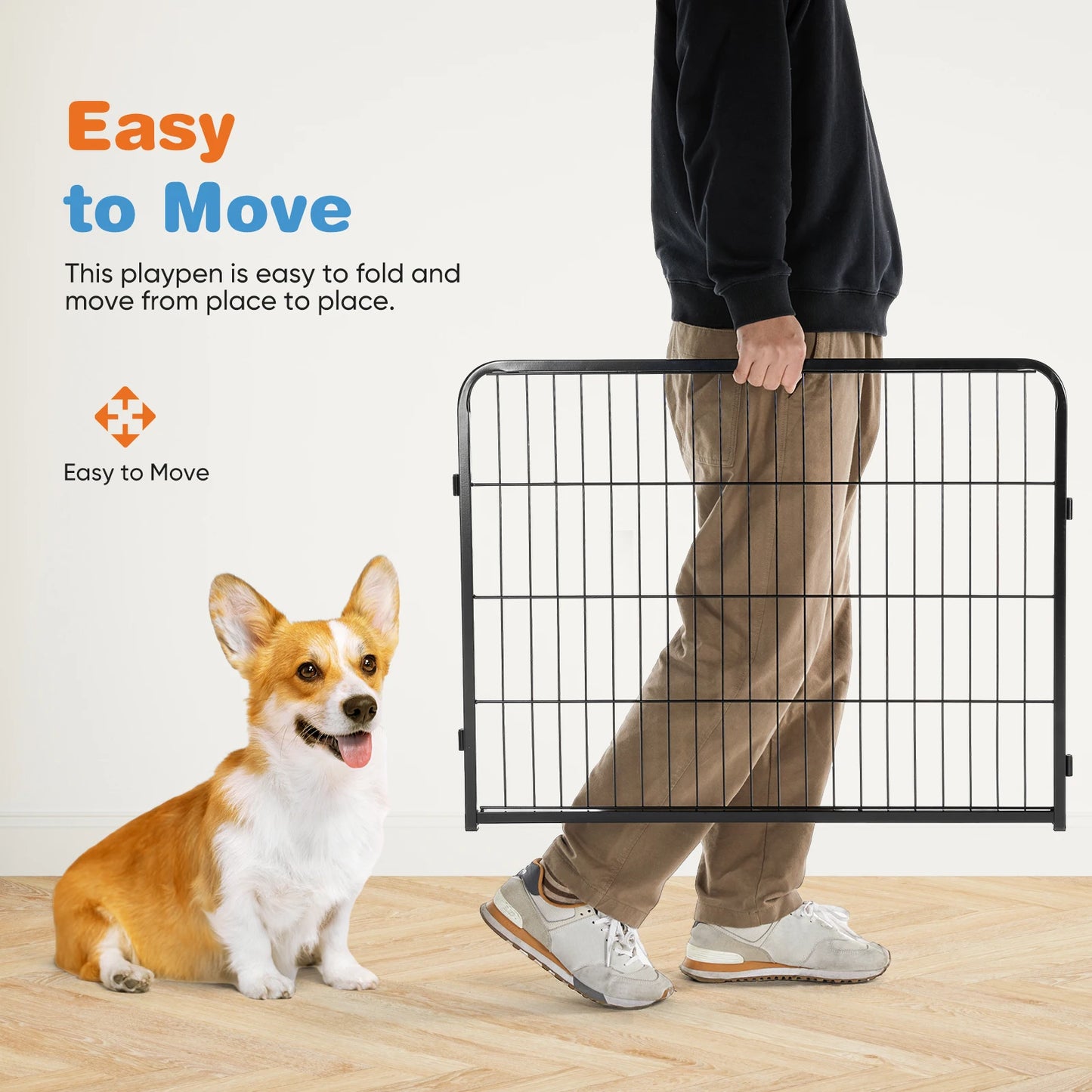 JHK 8 Panel Dog Playpen Indoor Pet Fence Heavy Duty Pen