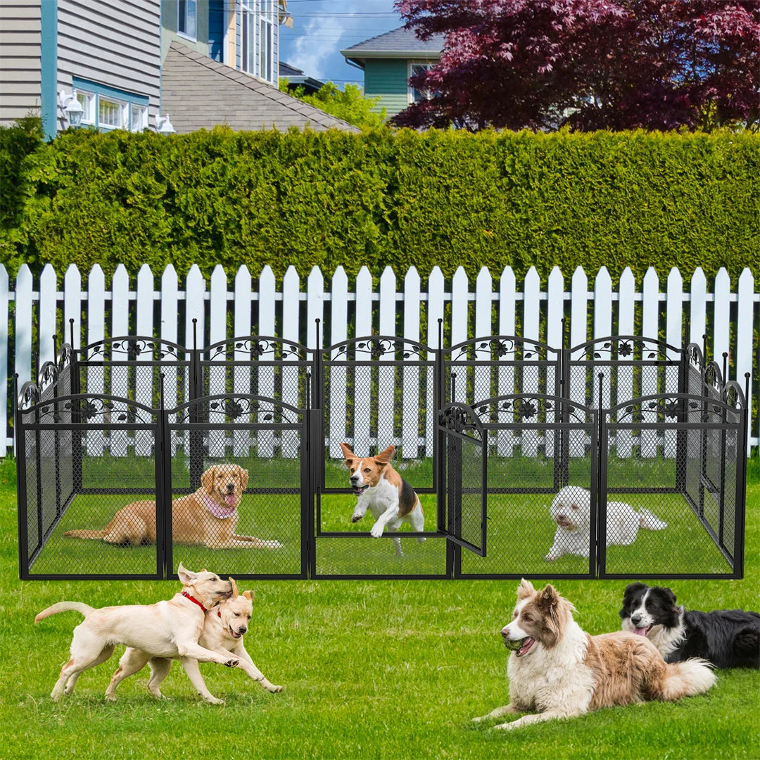 8 Panels DIY Heavy Duty Dog Playpen Pen Outdoor Indoor for Dog Puppy Metal Fence with Waterproof Fertility Pad