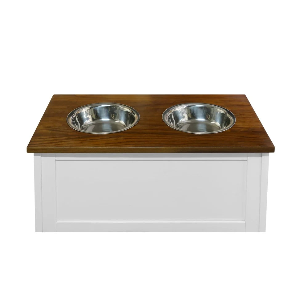 Solid Wood Pet Feeder Stand with Storage Easy Assembly
