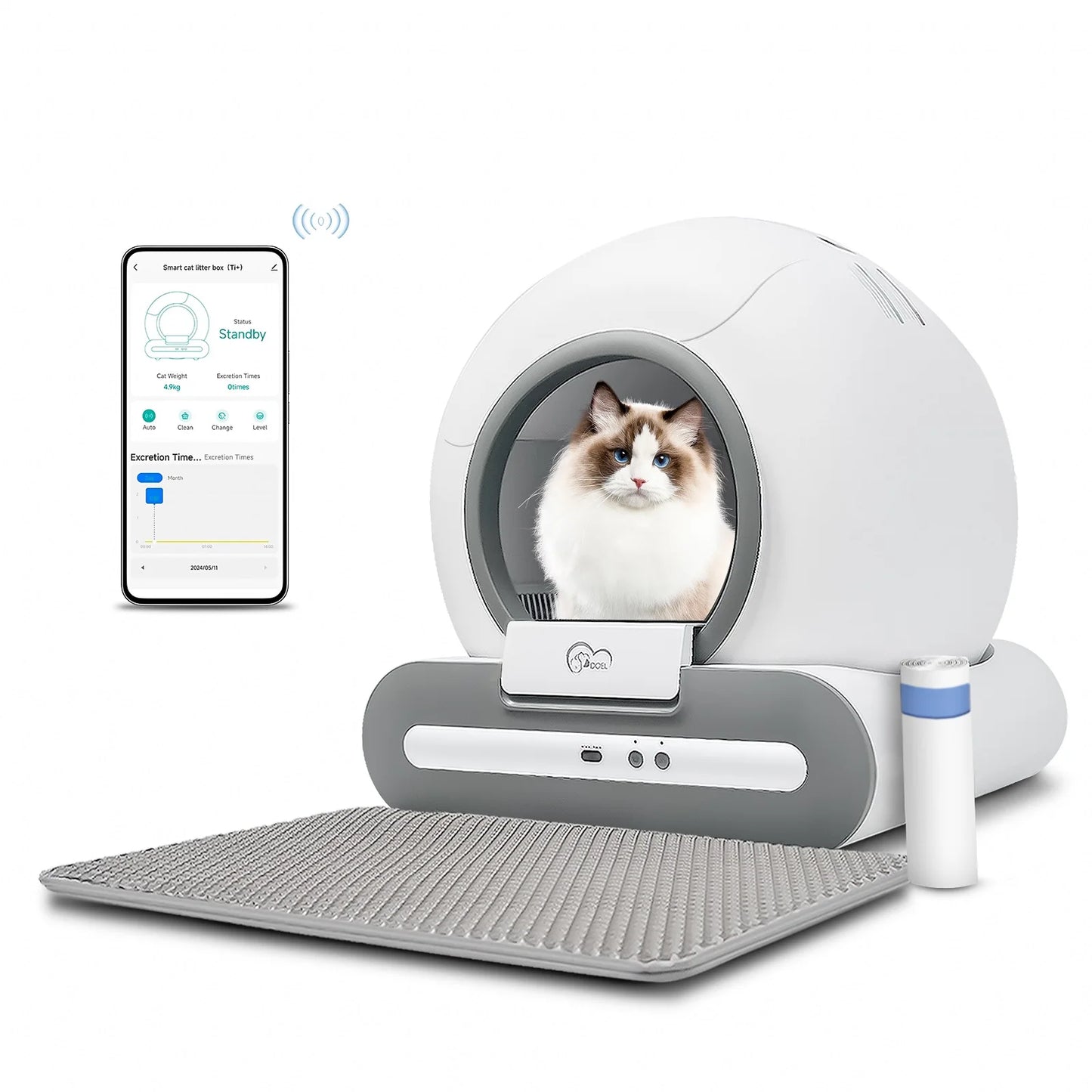 DOEL Automatic Cat Litter Box Self Cleaning with App Control for Multiple Cats