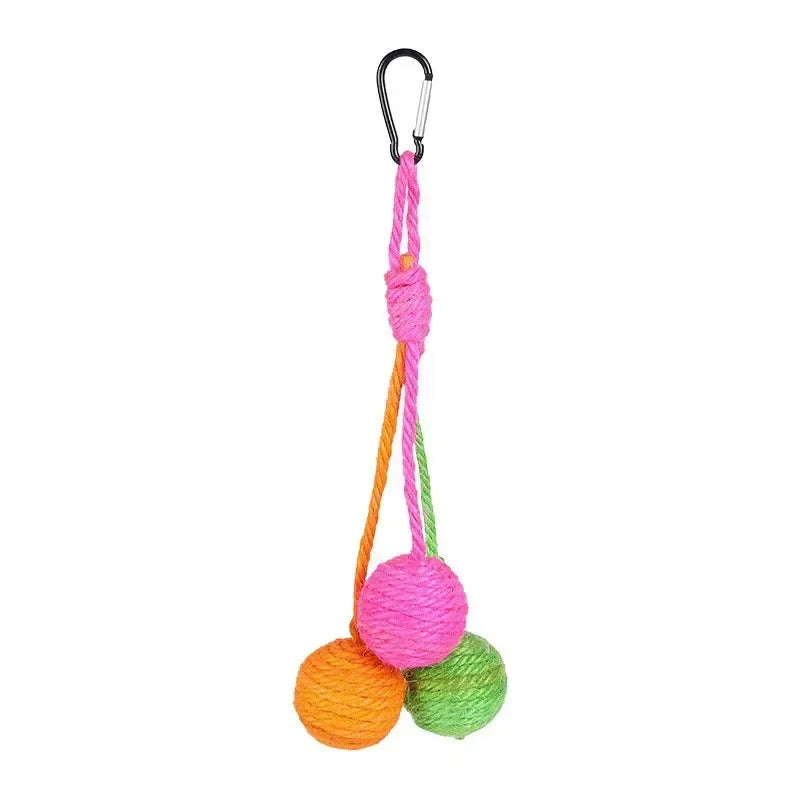 Pet Cat Hanging Sisal Ball Toy for Boredom Relief Bite-resistant Jute Twine Rope