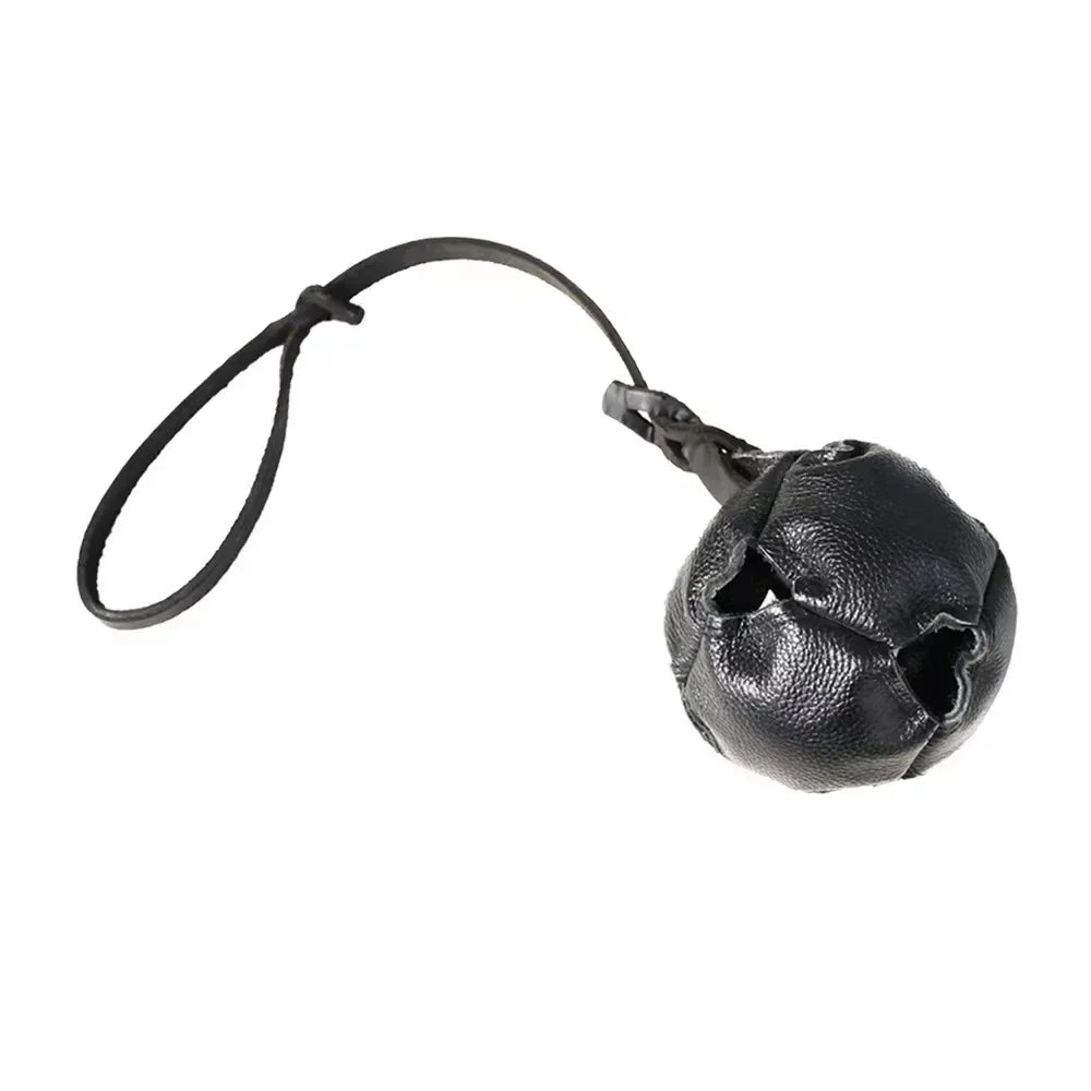 Leather Dog Training Ball Toy with Handle for Fetch Play and Tug