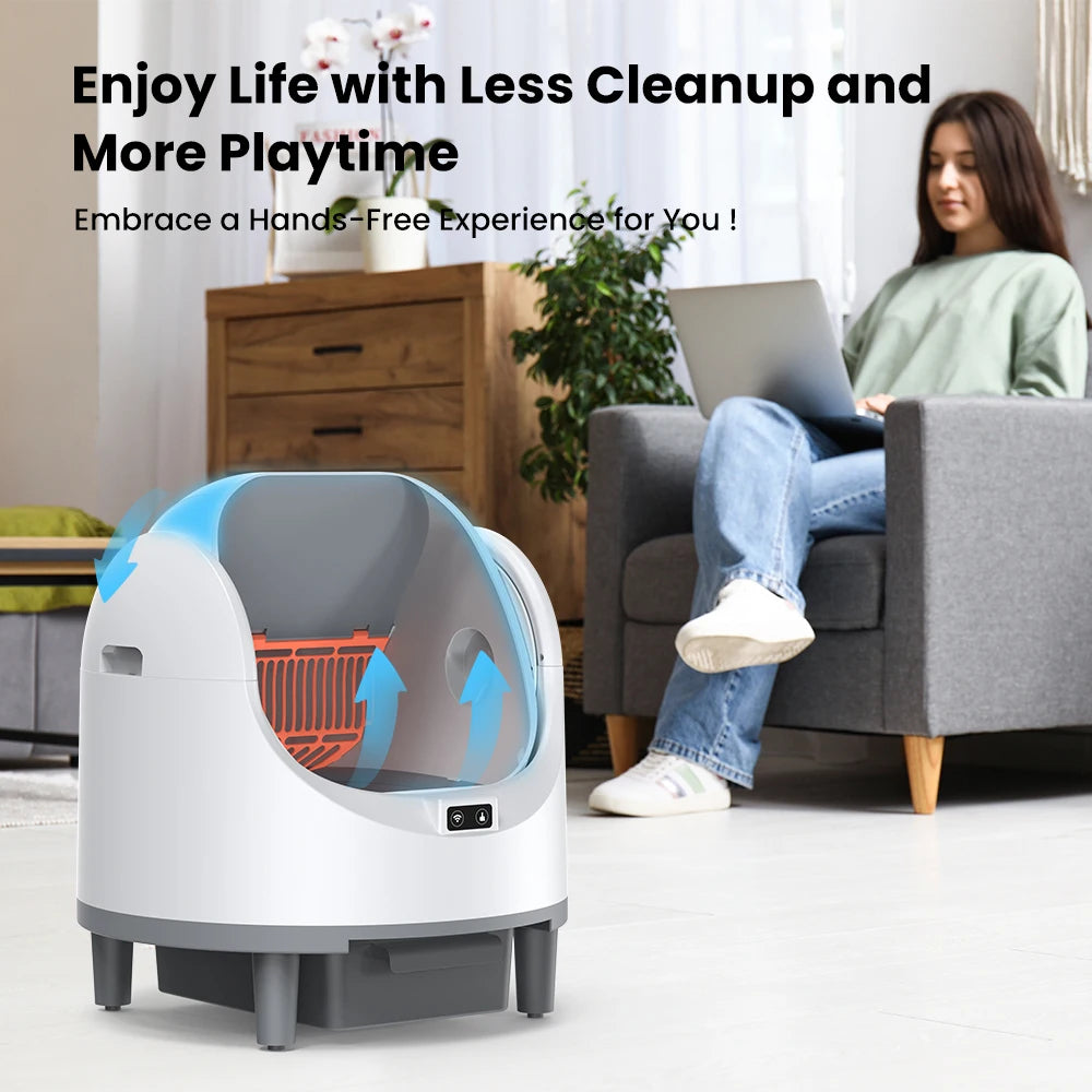 Smart Cat Litter Box Self Cleaning With Tuya App Control 8L