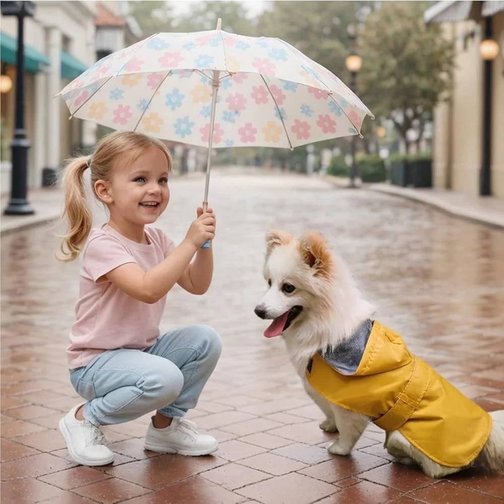Waterproof Adjustable Dog Raincoat Poncho for Small Medium Dogs with Hood and Leash Hole