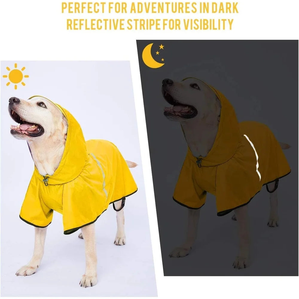 Lightweight Waterproof Dog Raincoat with Adjustable Belly Strap and Reflective Strip