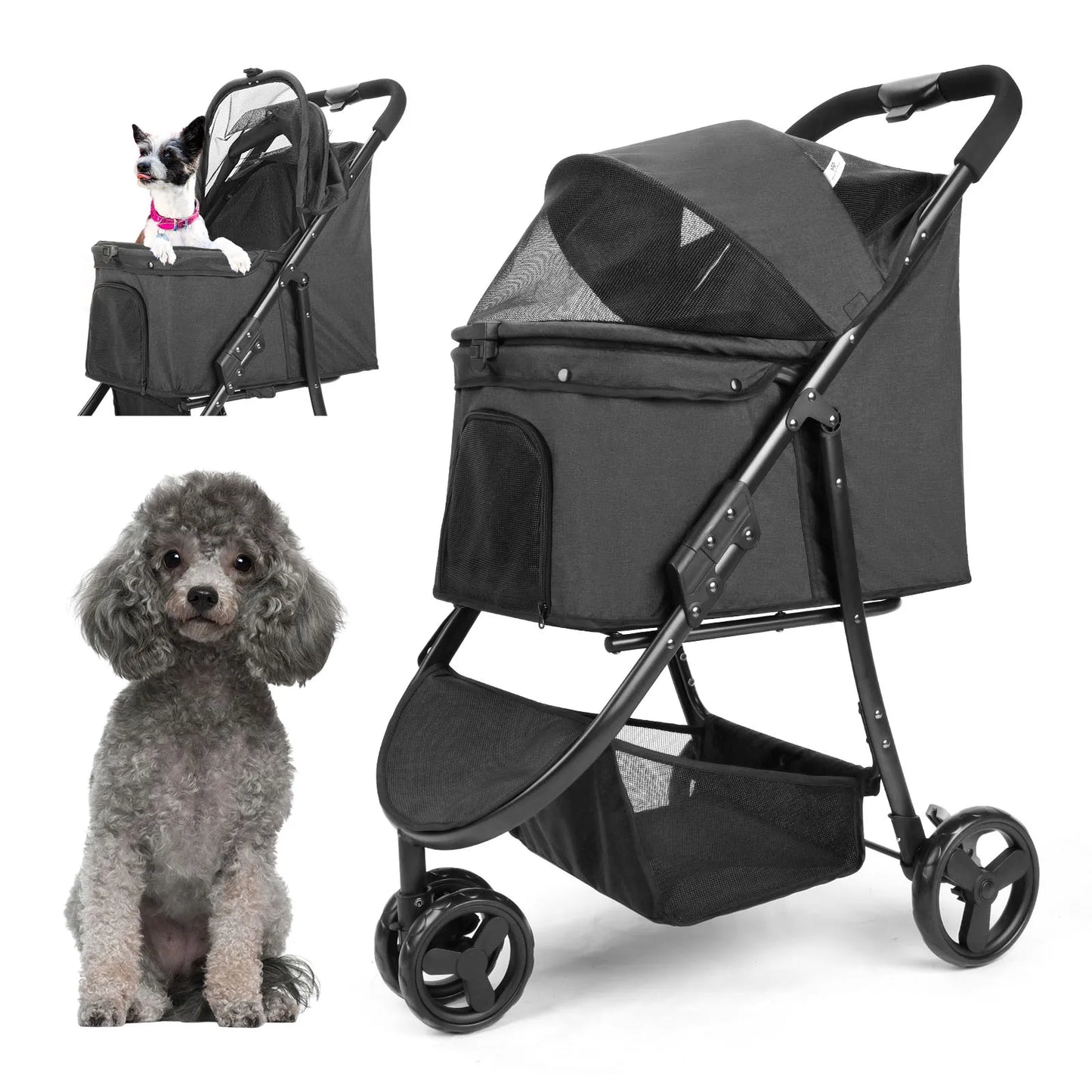 Pet Stroller Bag Travel Car Foldable 300lbs Stroller for Dogs