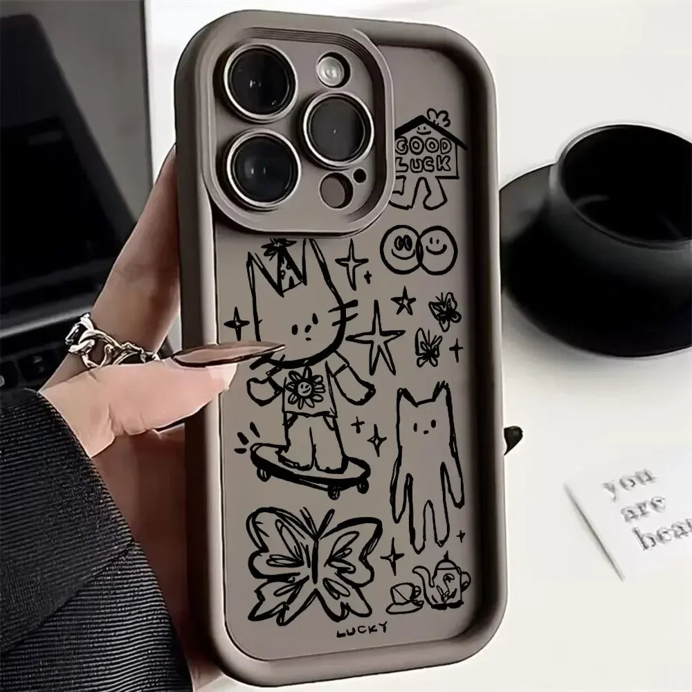 Cute Black Kitten Cat Phone Case for Google Pixel 9 8 7 8A 7A Pro XL Soft TPU Back Cover