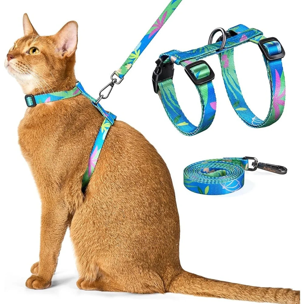 Adjustable Escape Proof Cat Harness and Leash Set Soft Comfortable Travel Accessory