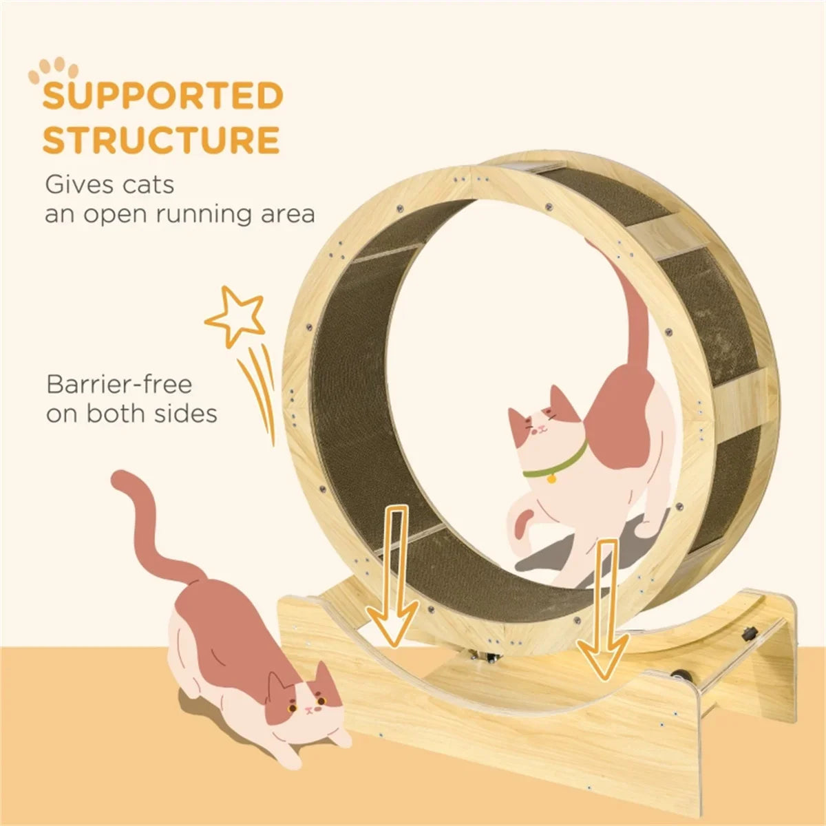 Eco-Friendly Cat Running Wheel with Scratching Board Durable Fitness Climbing Frame