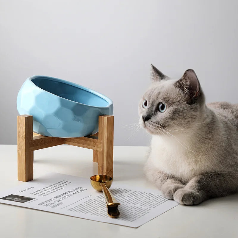 Cat Bowl Dog Bowl Anti-dumping Neck Guard Pet Feeder for Stable Feeding
