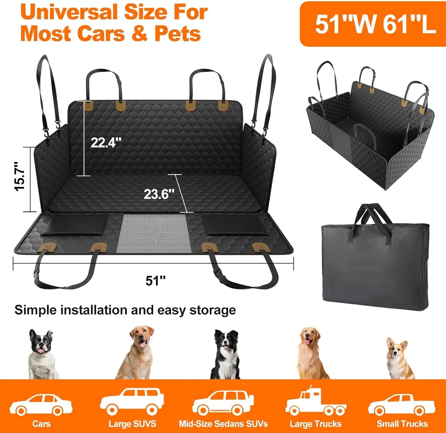Waterproof Pet Travel Accessories Foldable Dog Car Seat for Safe Travels