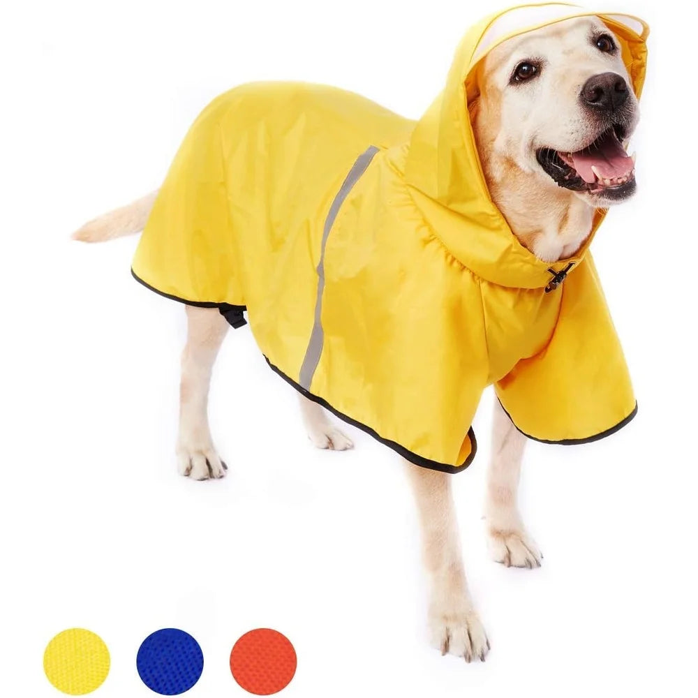 Lightweight Waterproof Dog Raincoat with Adjustable Belly Strap and Reflective Strip