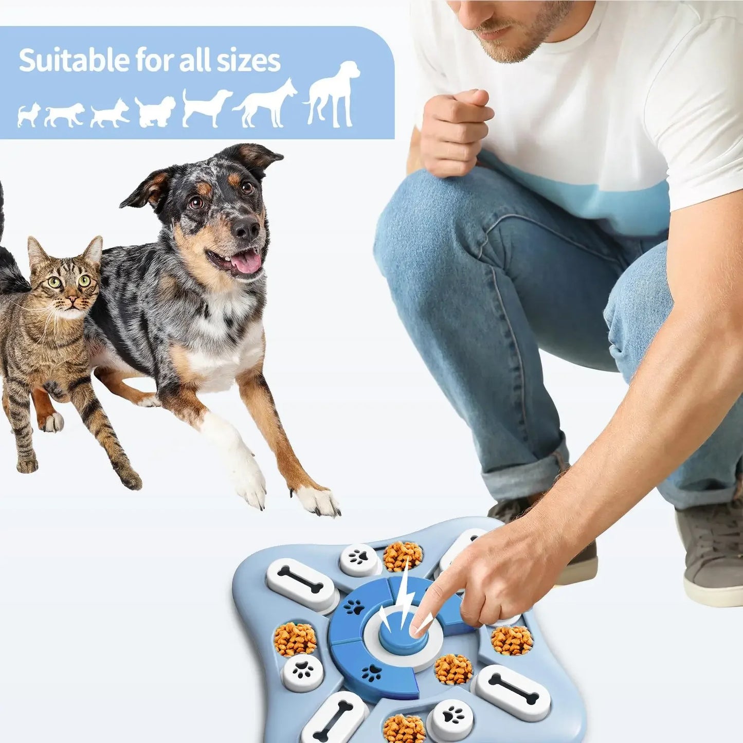 Interactive Dog Toy Slow Feeder Puzzle Bowl for Smart Dogs and Cats Food Dispenser Game