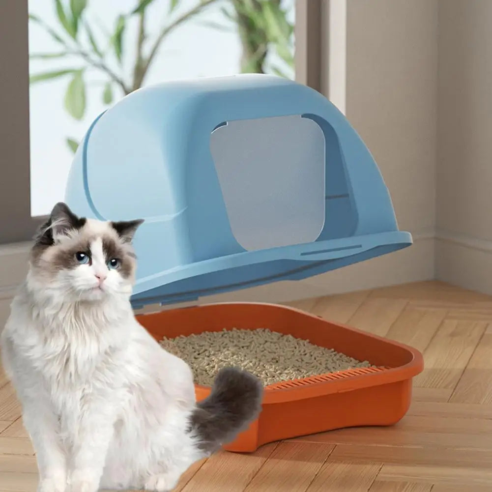 Large Enclosed Cat Litter Box with Lid Spacious Design and Litter Scoop for Easy Cleaning