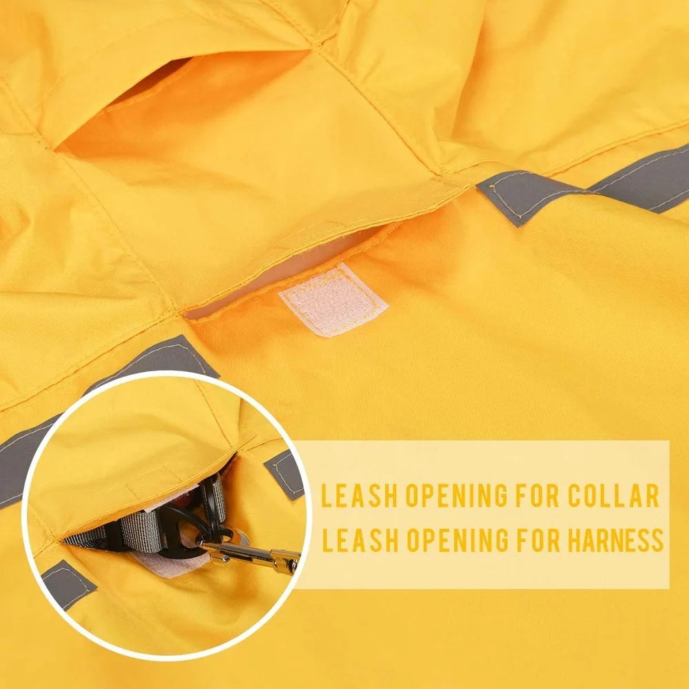 Lightweight Waterproof Dog Raincoat with Adjustable Belly Strap and Reflective Strip