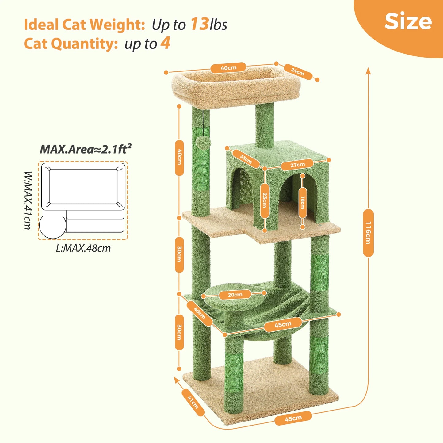 Indoor Cat Tree 5 Level Tower With Metal Frame Top Perch
