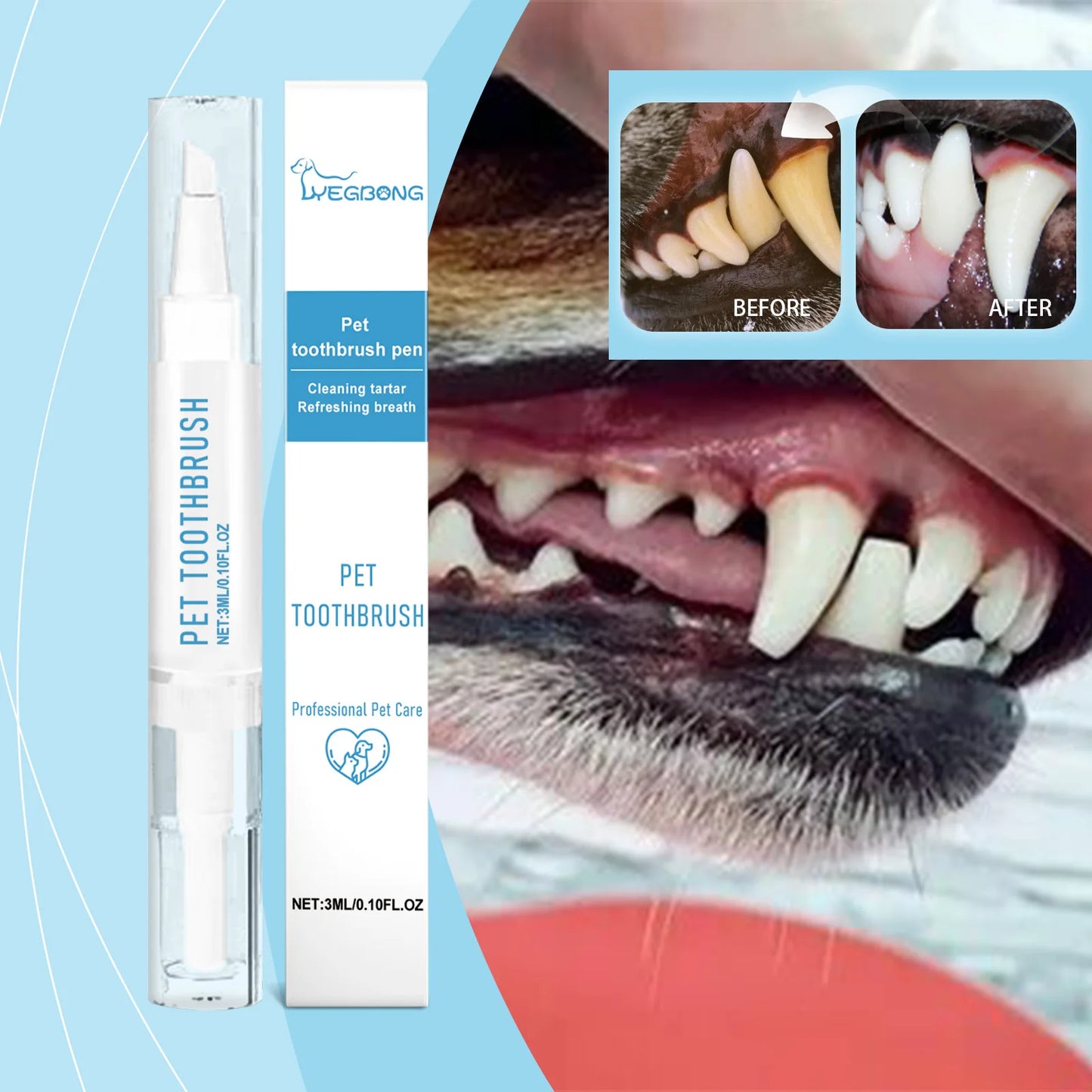 Gentle Pet Toothbrush for Fresh Breath and Tartar Prevention in Dogs and Cats