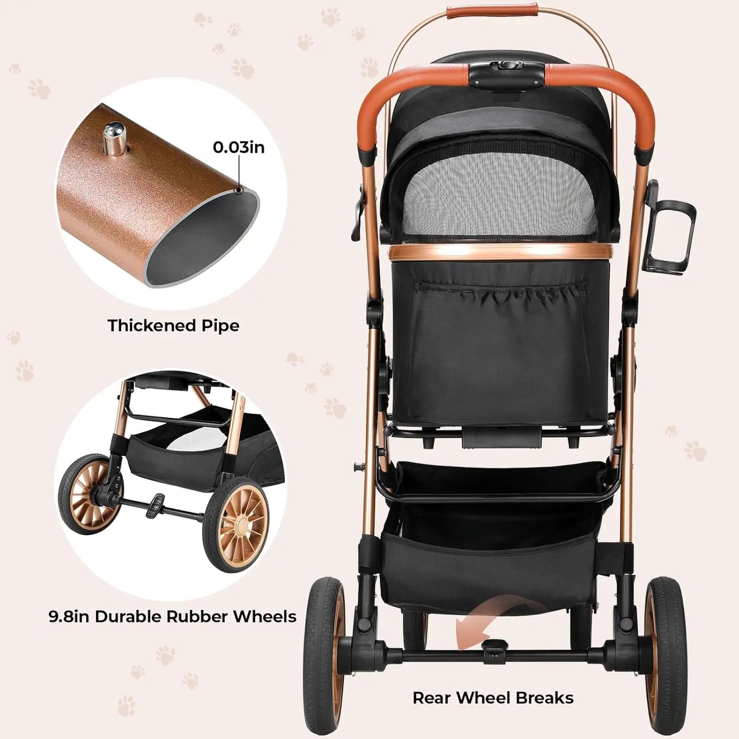 2in1 Dog Buggy Stroller Dog Box Attached in Car 25 kg