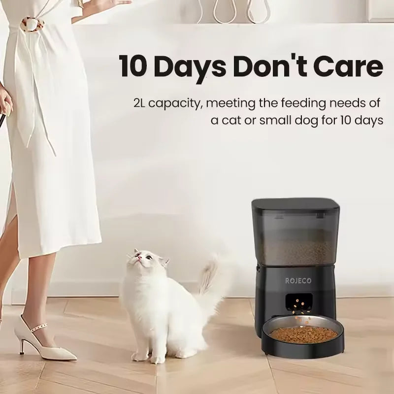 ROJECO Automatic Pet Feeder Button Version Smart Control Dispenser