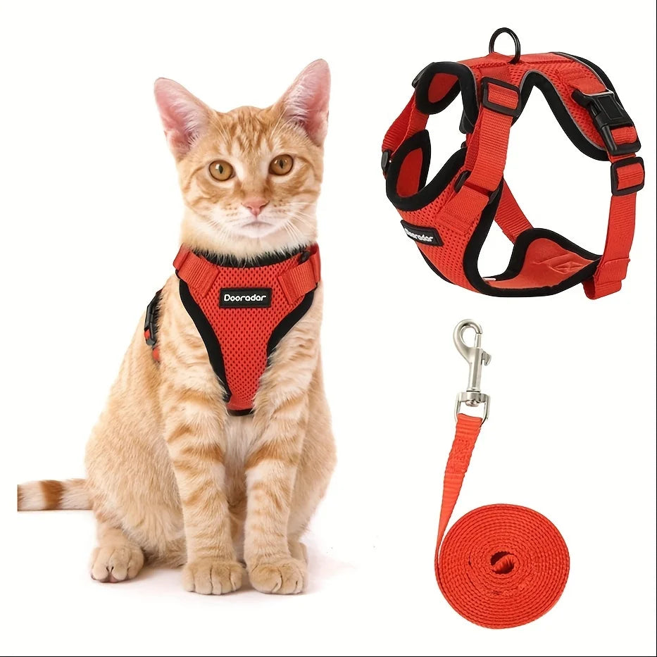 Cat Leash Non-Slip Adjustable Vest Pet Chest Carrier for Safe Outdoor Walks
