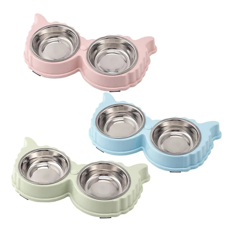 Pet Cute Plastic Food Water Bowls for Cats Dog Dishes with Anti Slip Design