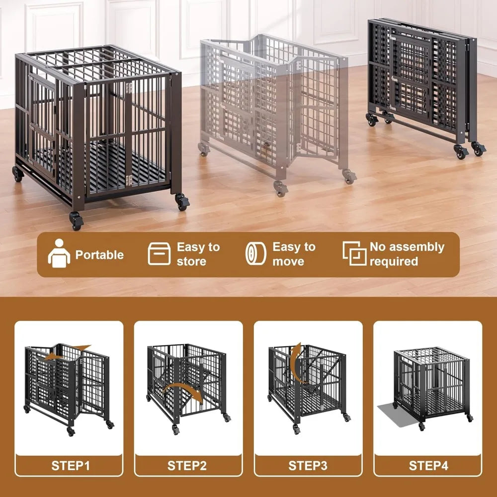 Masterpiece Heavy Duty Foldable Dog Crate Indestructible Extra Large Escape Proof Kennel