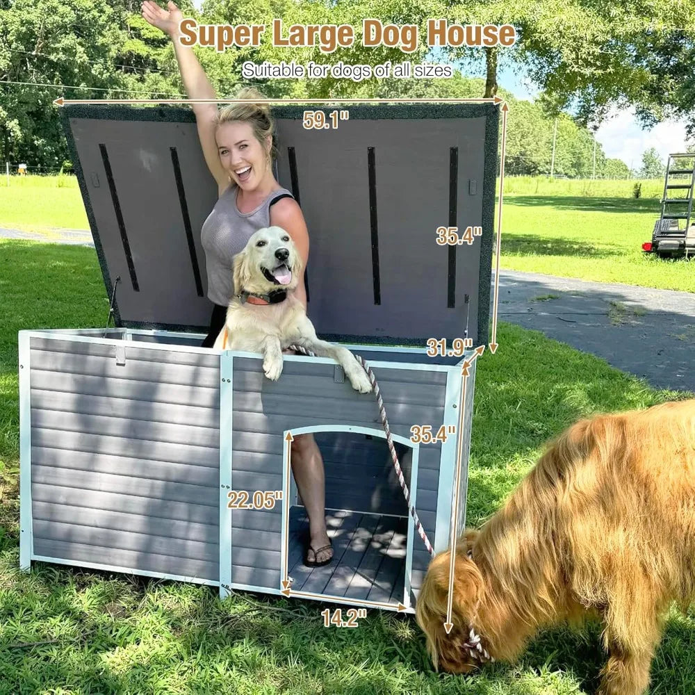 Extra Large Insulated Outdoor Dog Kennel With Movable Insulation Liner