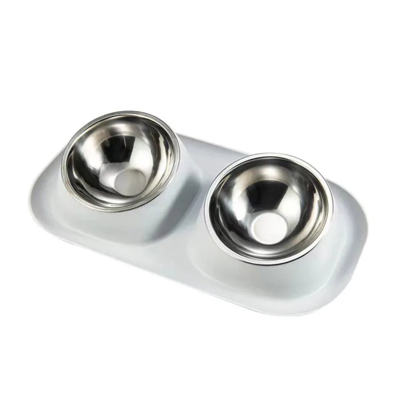 Stainless Steel Double Cat Dog Bowl With Non-slip Base