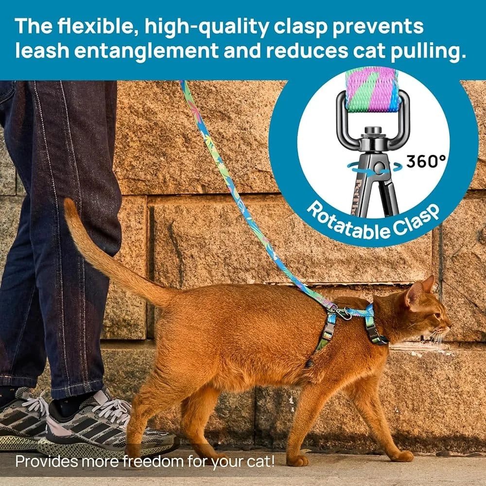 Adjustable Escape Proof Cat Harness and Leash Set Soft Comfortable Travel Accessory