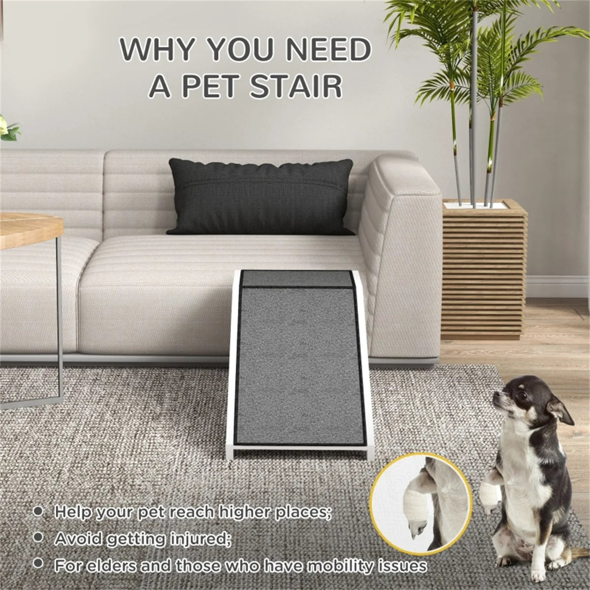 Durable Pet Ramp for Dogs and Cats Anti-Slip Carpeted Surface Safe Easy Access for Pets