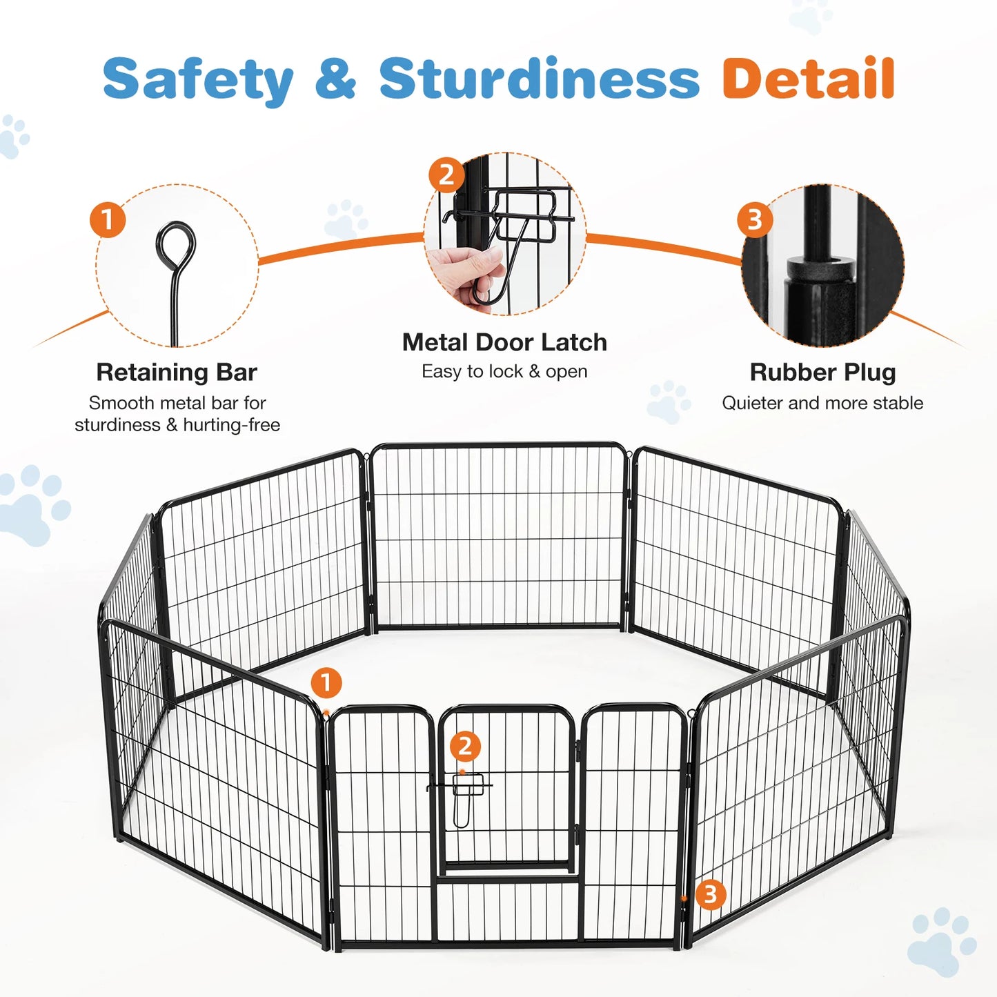 JHK 8 Panel Dog Playpen Indoor Pet Fence Heavy Duty Pen