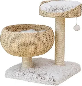 PetPals Eco-Friendly 3-Level Cat Tree with Sisal Scratching Posts and Playful Teaser Toy