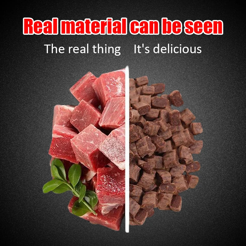 Premium Diced Beef Dog Treats Nutrient Rich Chewy Snacks for Training Adult and Puppy Dogs