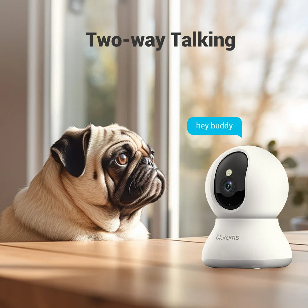 2 Pack Blurams 2K Indoor Security Camera with Two Way Audio and Motion Detection for Home Safety