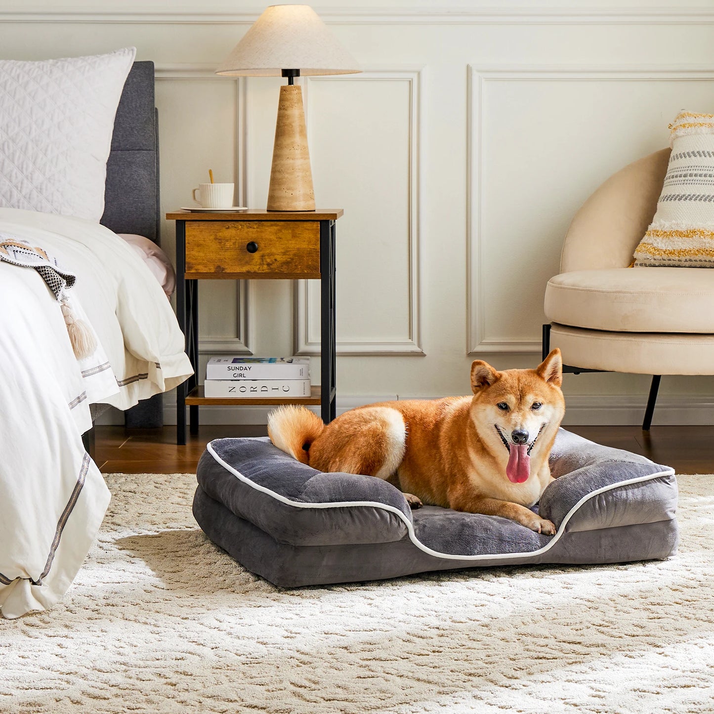 JHK Orthopedic Memory Foam Dog Bed for Small Pets with Washable Cover and Non-Slip Base