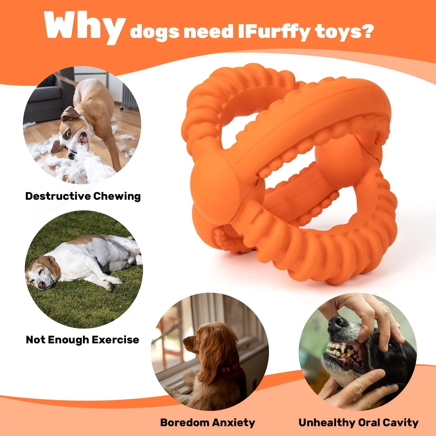 Interactive Dog Toys Detachable Tug of War Toy with 2 Rings Natural Rubber Dog Chew Toys Suitable for Large Dogs