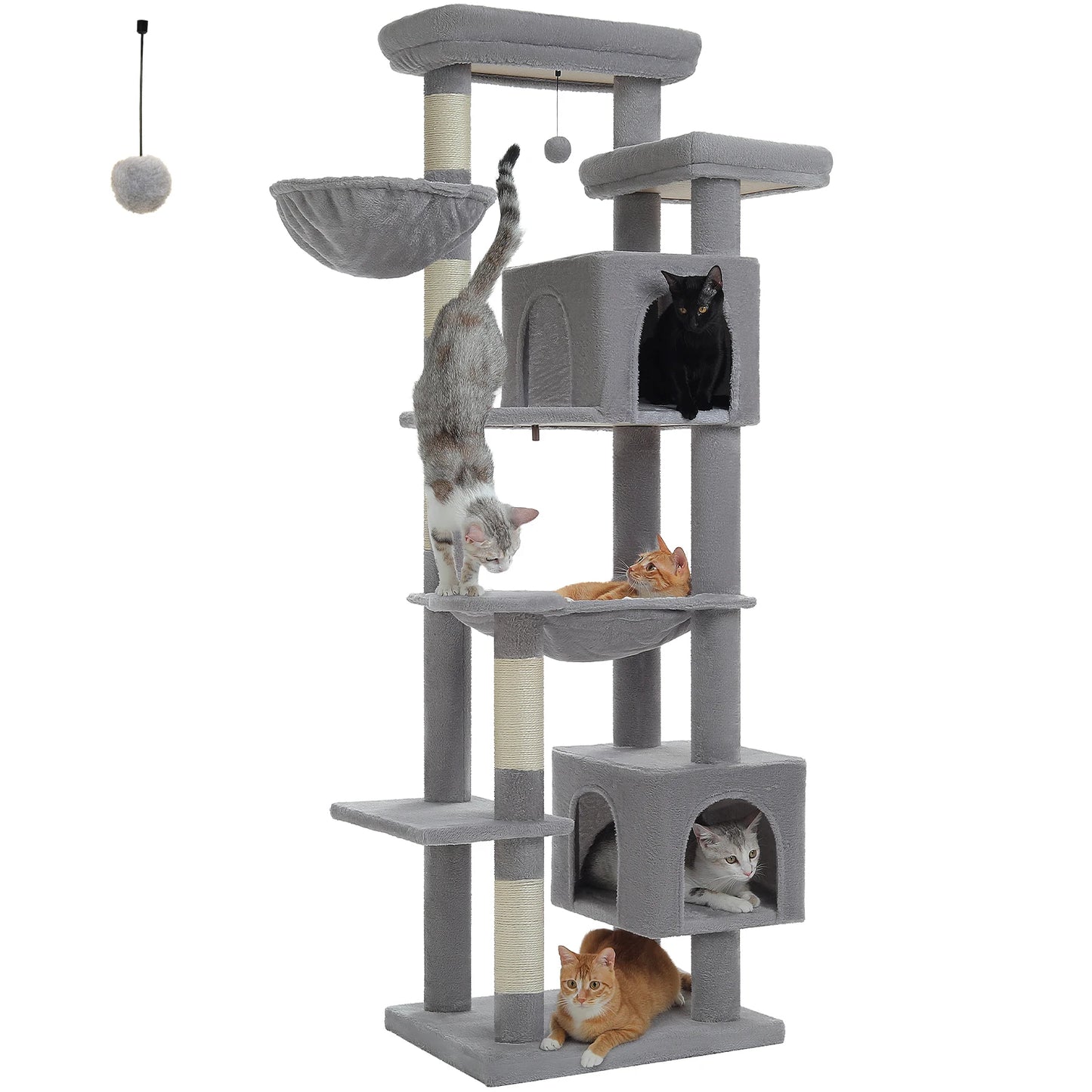Large Cat Tree Tall Cat Tower for Indoor Cats Multi-Level Plush Condo with Scratching Posts and Perches