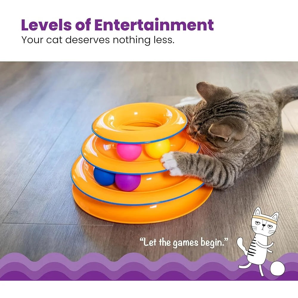 Interactive 3-Tier Cat Track Toy with Spinning Balls for Engaging Fun and Exercise